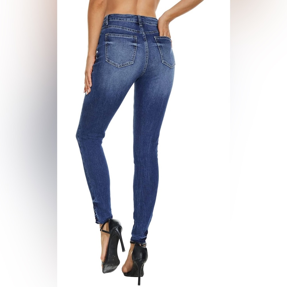 VIP blue Skinny Jeans Stretchy High Rise Tummy Control Trendy  Pants, 9/10